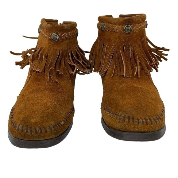 Minnetonka Moccasins Women's 8 Brown Suede Leather Moccasins Ankle Boots Shoes - Picture 5 of 15